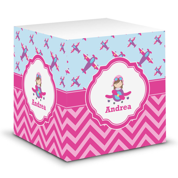 Custom Airplane Theme - for Girls Sticky Note Cube (Personalized)