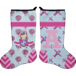 Airplane Theme - for Girls Holiday Stocking - Double-Sided - Neoprene (Personalized)