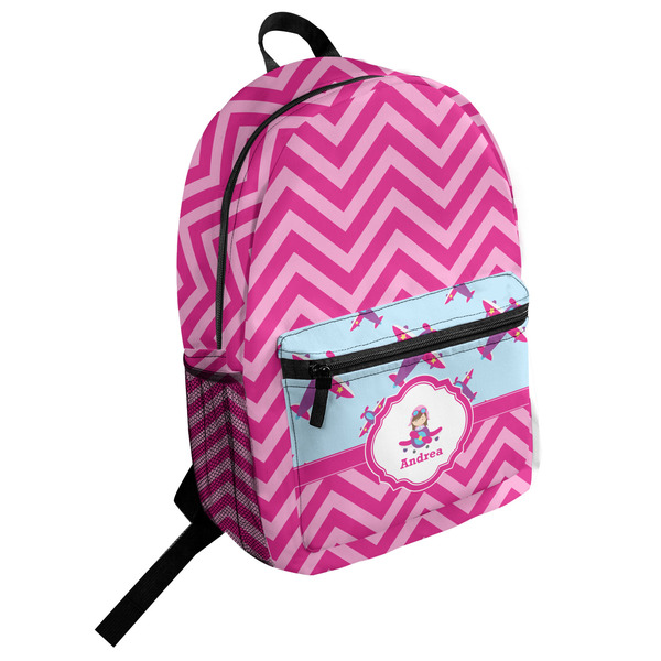 Custom Airplane Theme - for Girls Student Backpack (Personalized)