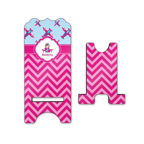 Airplane Theme - for Girls Stylized Phone Stand - Front & Back - Small