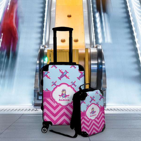 Airplane Theme - for Girls Suitcase Set 4 - IN CONTEXT