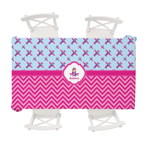 Custom Airplane Theme - for Girls Tablecloth - 58"x102" (Personalized)