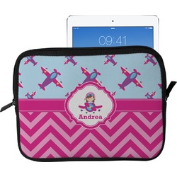 Airplane Theme - for Girls Tablet Case / Sleeve - Large (Personalized)