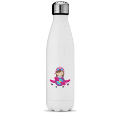 Airplane Theme - for Girls Water Bottle - 17 oz. - Stainless Steel - Full Color Printing (Personalized)