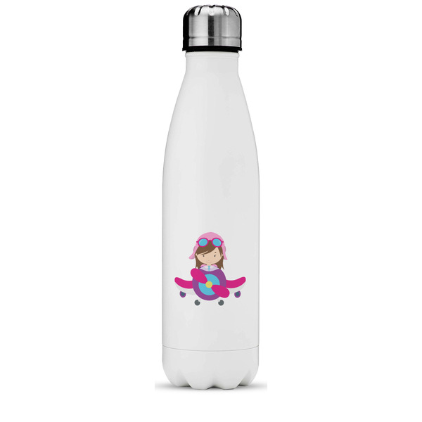 Custom Airplane Theme - for Girls Water Bottle - 17 oz. - Stainless Steel - Full Color Printing (Personalized)
