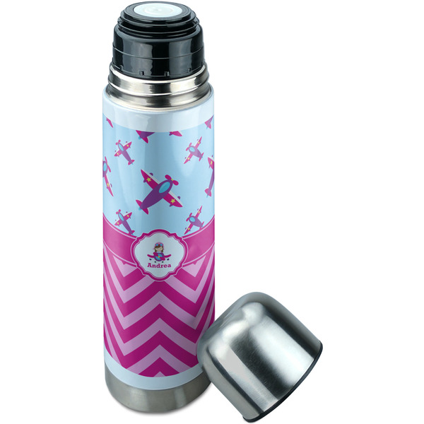 Airplane Theme - for Girls Thermos - Lid Off