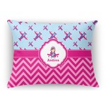 Airplane Theme - for Girls Rectangular Throw Pillow Case - 12"x18" (Personalized)