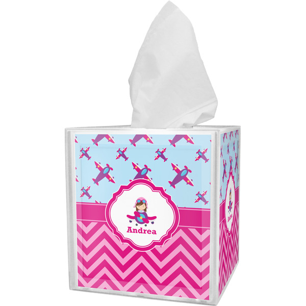 Custom Airplane Theme - for Girls Tissue Box Cover (Personalized)