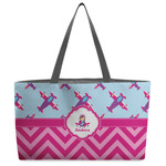 Airplane Theme - for Girls Beach Totes Bag - w/ Black Handles (Personalized)