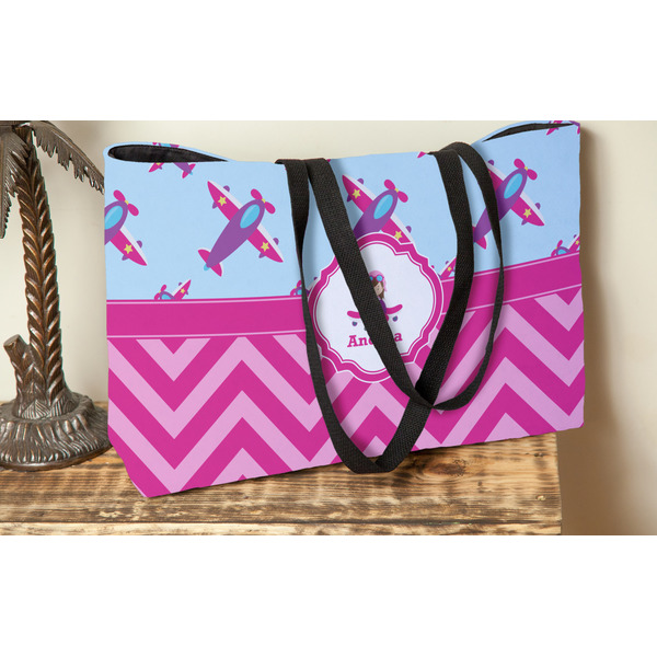 Airplane Theme - for Girls Tote w/Black Handles - Lifestyle View