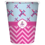 Airplane Theme - for Girls Waste Basket - Single Sided (White) (Personalized)