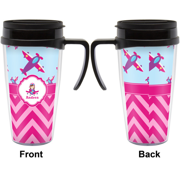 Airplane Theme - for Girls Travel Mug with Black Handle - Approval