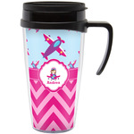 Airplane Theme - for Girls Acrylic Travel Mug with Handle (Personalized)