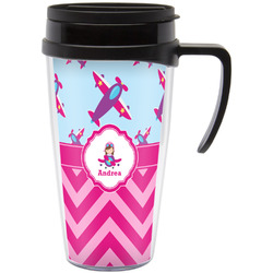 Airplane Theme - for Girls Acrylic Travel Mug with Handle (Personalized)