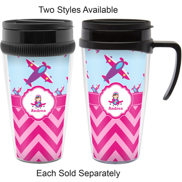 Airplane Theme - for Girls Travel Mugs - with & without Handle