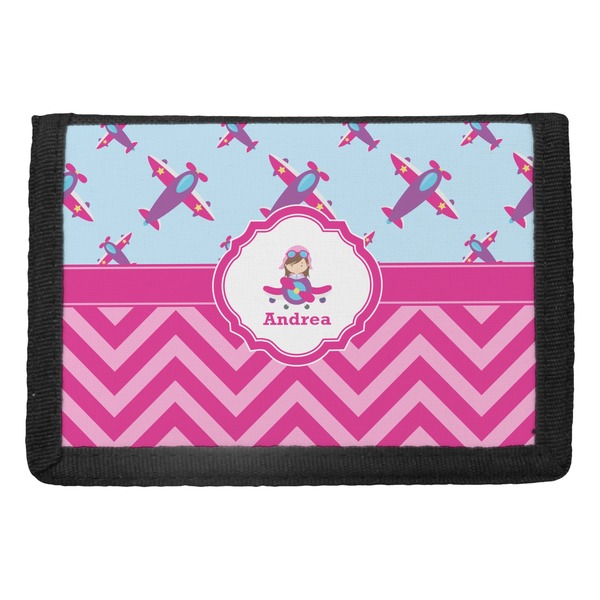 Custom Airplane Theme - for Girls Trifold Wallet (Personalized)