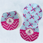 Airplane Theme - for Girls Burp Pads - Velour - Set of 2 w/ Name or Text