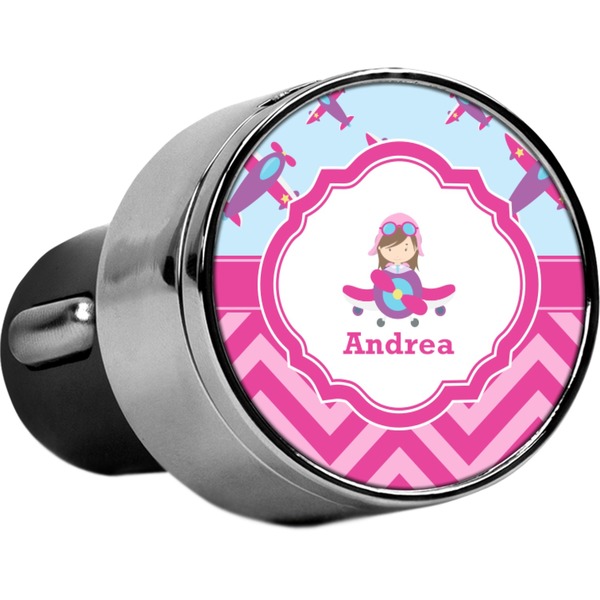 Custom Airplane Theme - for Girls USB Car Charger (Personalized)