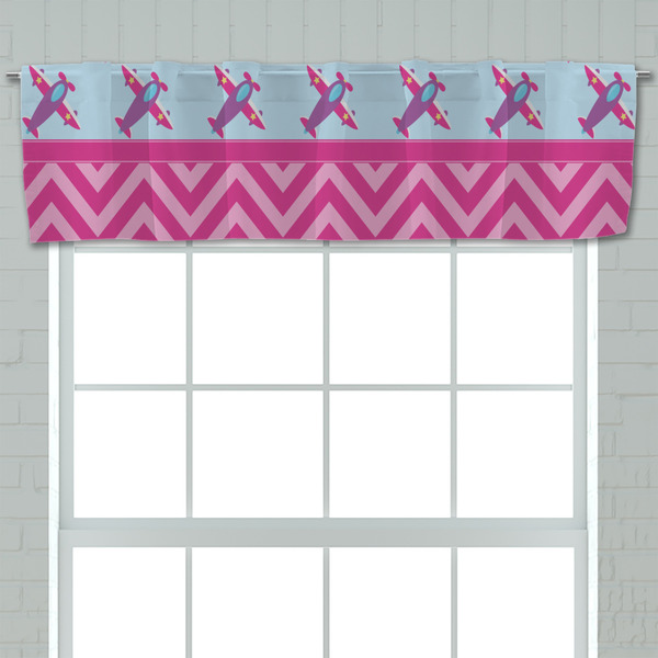 Airplane Theme - for Girls Valance - Closeup on window