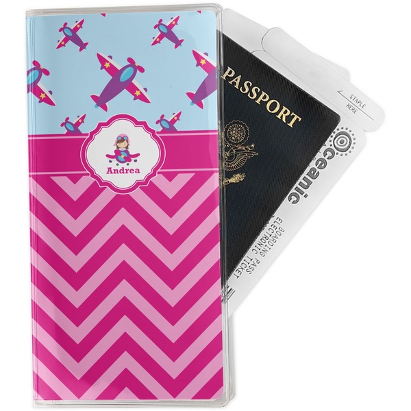 Custom Airplane Theme - for Girls Travel Document Holder