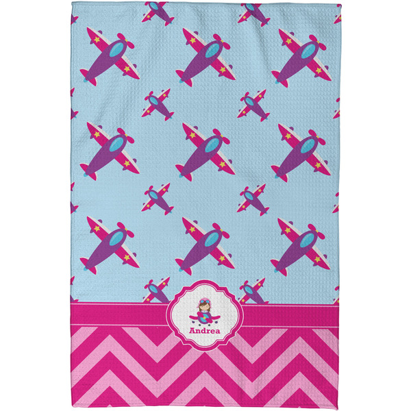 Airplane Theme - for Girls Waffle Weave Towel - Full Color Print - Approval Image