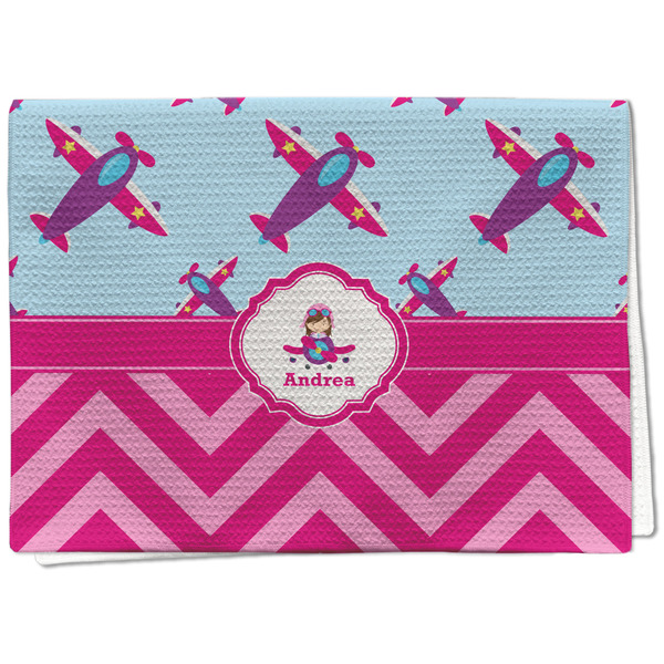 Custom Airplane Theme - for Girls Kitchen Towel - Waffle Weave (Personalized)
