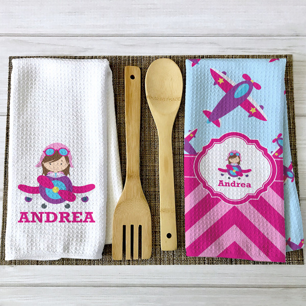 Airplane Theme - for Girls Waffle Weave Towels - 2 Print Styles