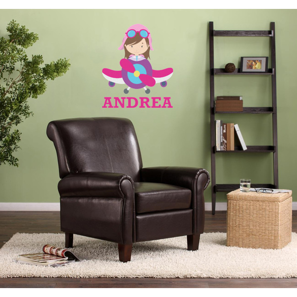 Airplane Theme - for Girls Wall Graphic on Living Room Wall