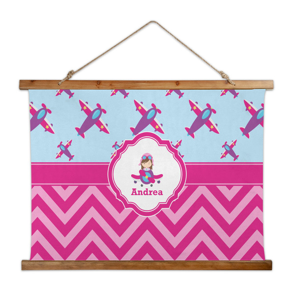 Custom Airplane Theme - for Girls Wall Hanging Tapestry - Wide (Personalized)