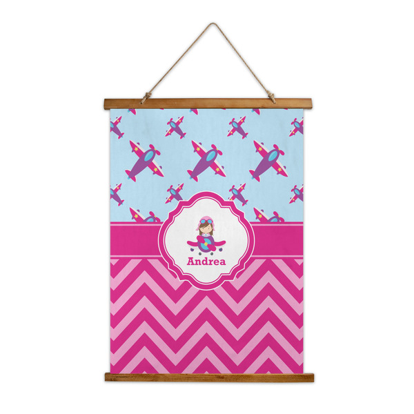 Custom Airplane Theme - for Girls Wall Hanging Tapestry - Tall (Personalized)