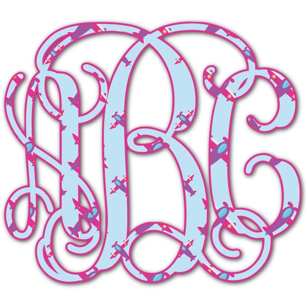 Custom Airplane Theme - for Girls Monogram Decal - Small (Personalized)