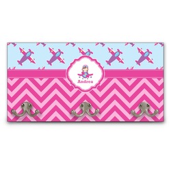 Airplane Theme - for Girls Wall Mounted Coat Rack (Personalized)