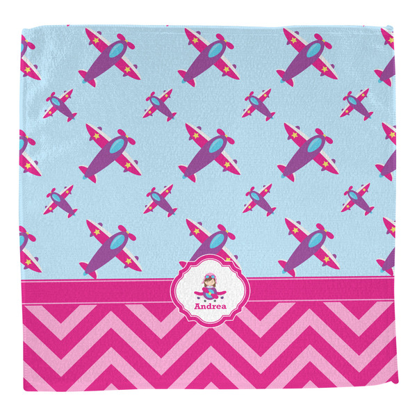 Airplane Theme - for Girls Washcloth - Front - No Soap