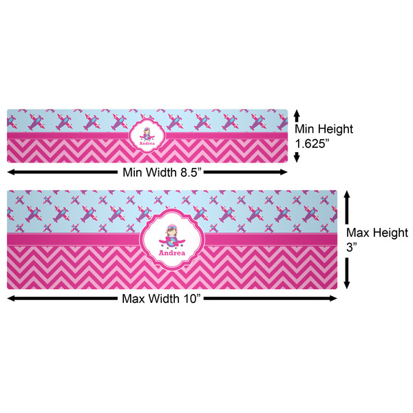 Airplane Theme - for Girls Water Bottle Labels w/ Dimensions