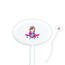Airplane Theme - for Girls Oval Plastic Stir Sticks
