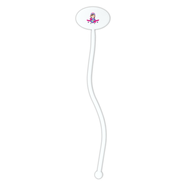 Airplane Theme - for Girls White Plastic 7" Stir Stick - Oval - Single Stick