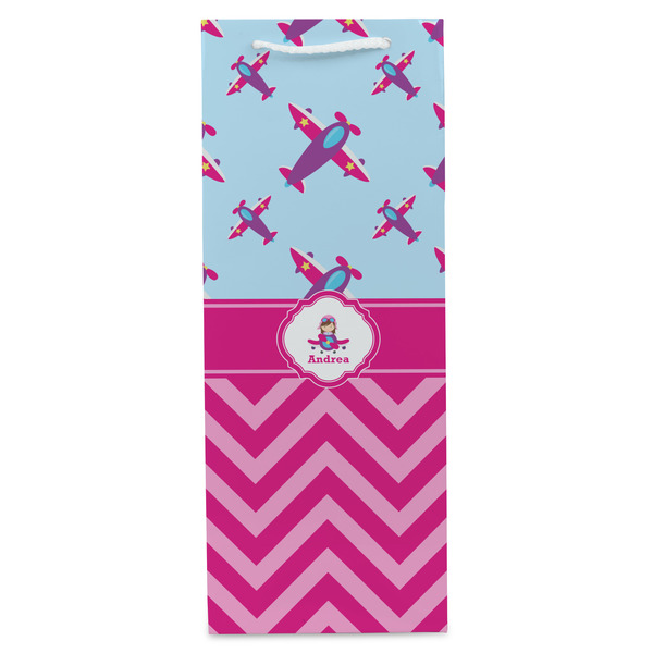 Airplane Theme - for Girls Wine Gift Bag - Gloss - Front