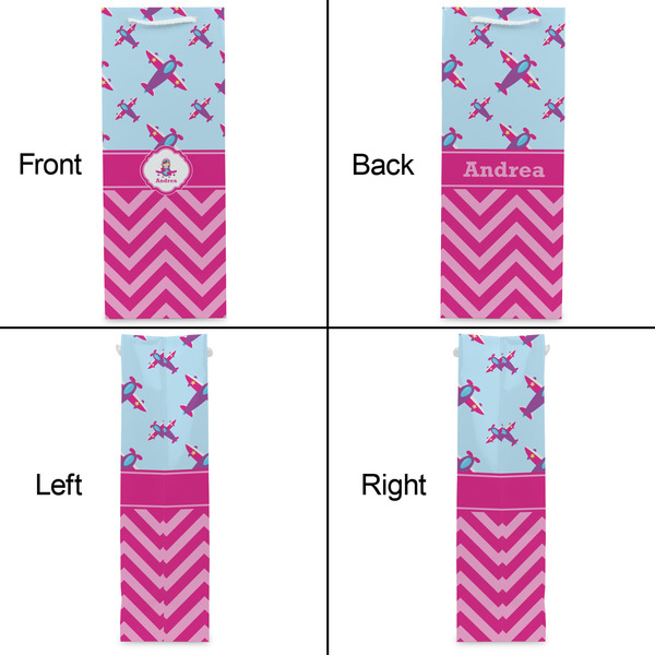 Airplane Theme - for Girls Wine Gift Bag - Matte - Approval