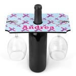 Airplane Theme - for Girls Wine Bottle & Glass Holder (Personalized)