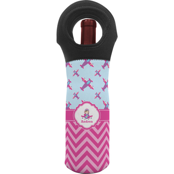 Custom Airplane Theme - for Girls Wine Tote Bag (Personalized)