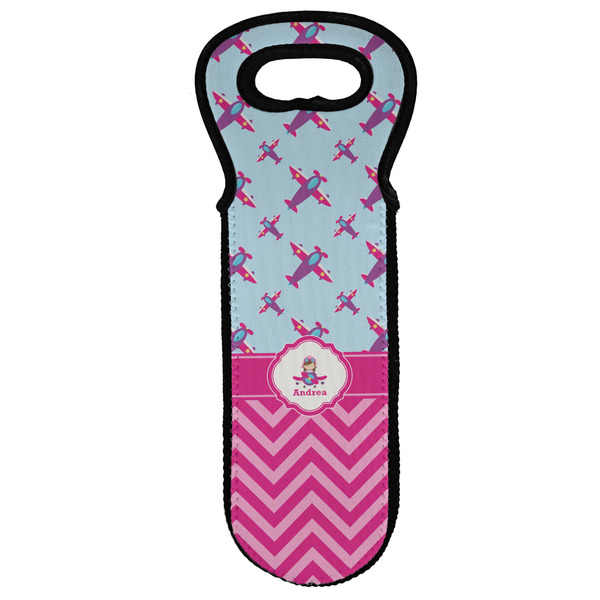 Custom Airplane Theme - for Girls Wine Tote Bag (Personalized)