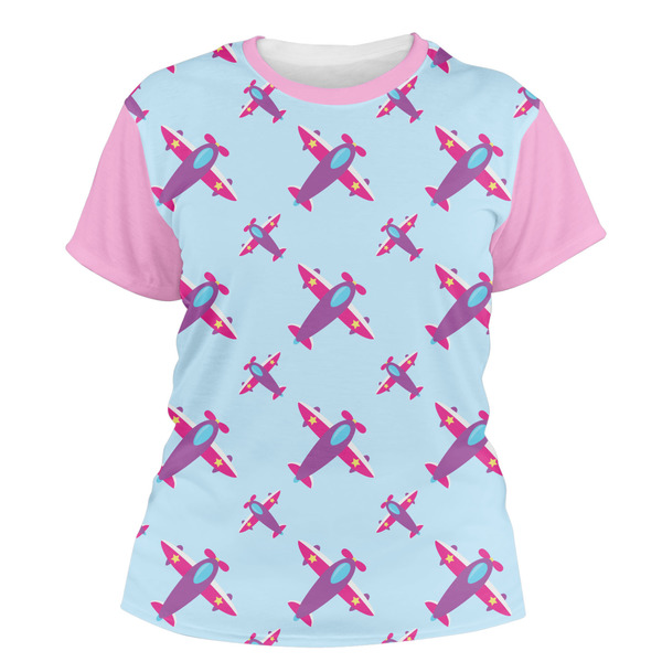 Custom Airplane Theme - for Girls Women's Crew T-Shirt - 2X Large