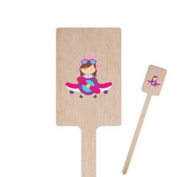 Airplane Theme - for Girls 6.25" Rectangle Wooden Stir Sticks - Double Sided