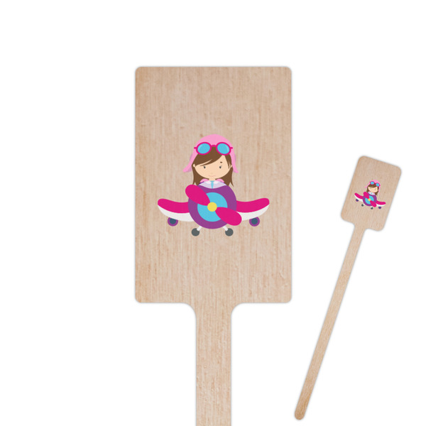 Custom Airplane Theme - for Girls 6.25" Rectangle Wooden Stir Sticks - Single Sided