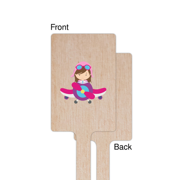 Airplane Theme - for Girls Wooden 6.25" Stir Stick - Rectangular - Single - Front & Back
