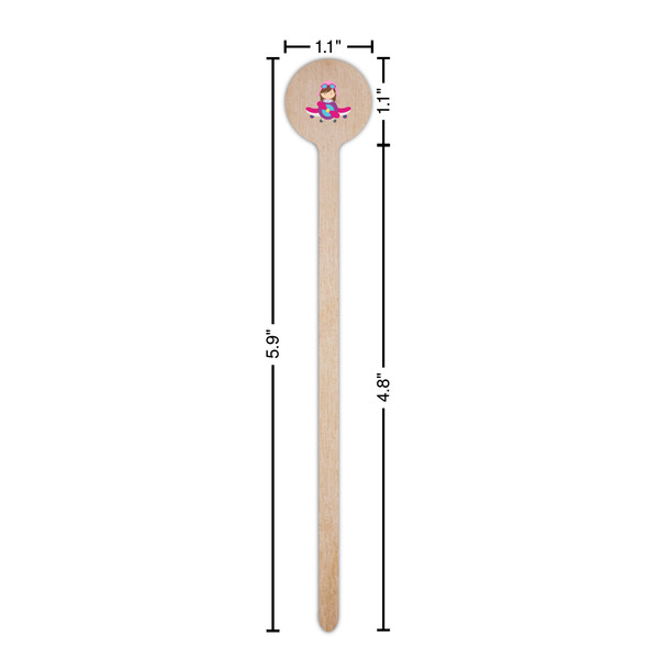 Airplane Theme - for Girls Wooden 6" Stir Stick - Round - Dimensions