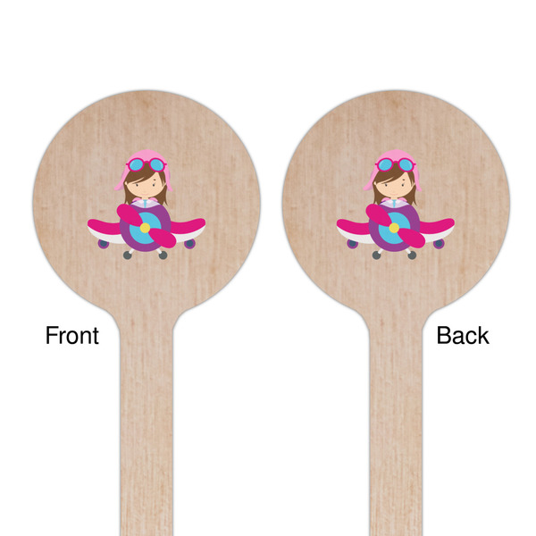 Airplane Theme - for Girls Wooden 6" Stir Stick - Round - Double Sided - Front & Back