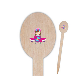 Airplane Theme - for Girls Oval Wooden Food Picks