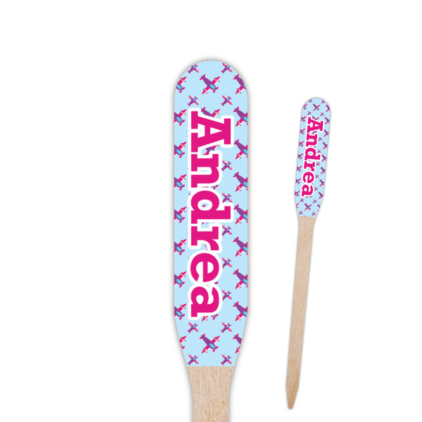 Custom Airplane Theme - for Girls Paddle Wooden Food Picks (Personalized)