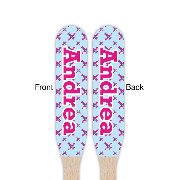 Airplane Theme - for Girls Wooden Food Pick - Paddle - Double Sided - Front & Back